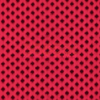 Red floral pattern with stylized four-petaled motifs on saturated red, woven texture; labeled “egoitaliano > fabric (e) > bounce >”.